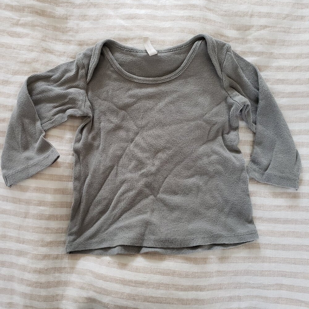 Quincy Mae sage green toddler shirt